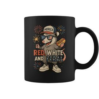 Red White And Feral Fireworks Opossum 4Th Of July Patriotic Coffee Mug - Thegiftio UK