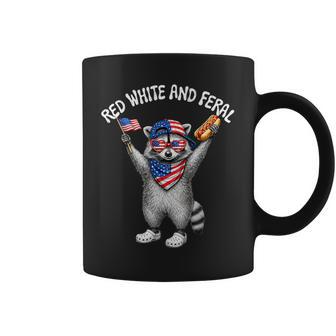 Red White And Feral Raccoon Hotdog American Flag 4Th Of July Coffee Mug - Thegiftio UK