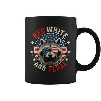 Red White And Feral Racoon Raccoon 4Th July Patriotic Coffee Mug - Thegiftio UK