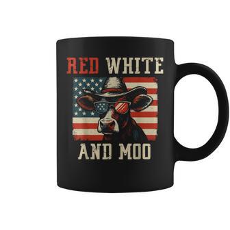 Red White And Moo Cow American Flag Patriotic Coffee Mug - Monsterry