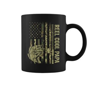 Reel Cool Papa Fishing Father's Day Fisherman Fish Us Flag Coffee Mug - Thegiftio UK