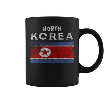 Retro De La Bandera Coreana Envejecida De Corea Del Norte Manga Larga Taza de café - Regaloses