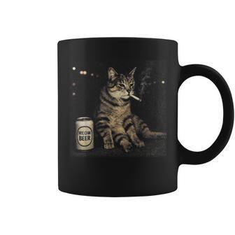 Retro Smoking Cat Silly Cat Meme Vintage Graphic Coffee Mug - Thegiftio UK