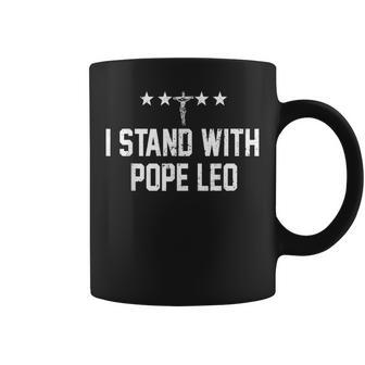 Retro I Stand With Pope Leo Vintage Faith Coffee Mug - Monsterry