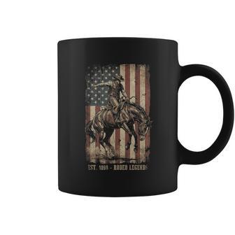 Rodeo Cowboy Western Country Bucking Horse Us Flag Coffee Mug - Thegiftio