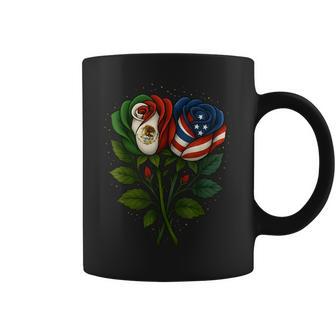 Roses Half American Half Mexican Usa Mexico Flag Coffee Mug - Thegiftio UK