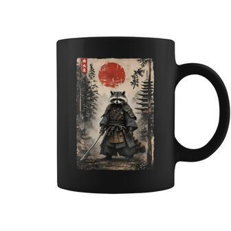 Samurai Raccoon Warrior Vintage Graphic Japanese Coffee Mug - Thegiftio UK