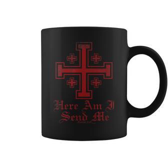 Here Am I Send Me Knights Templar Crusader Jerusalem Cross Coffee Mug - Thegiftio UK