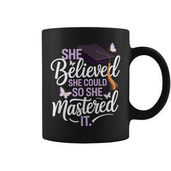 She Believed She Could So She Mastered It Butterfly Grad Coffee Mug - Thegiftio UK
