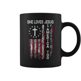 She Loves Jesus And America Too 4Th Of July Christian Womens Coffee Mug - Thegiftio UK