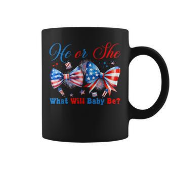 He Or She What Will Our Baby Be 4Th Of July Gender Reveal Coffee Mug - Thegiftio UK