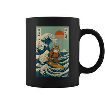 Shiba Inu Samurai Surfing Japanese Wave Coffee Mug - Thegiftio