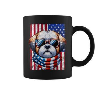 Shih Tzu Wearing American Flag 4Th Of July Patriotic Dog Coffee Mug - Thegiftio UK