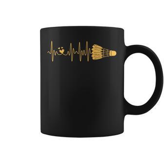 Shuttlecock バドミントン ハートビート メンズ レディース キッズ チームプレーヤー 長袖tシャツ コーヒーマグ - Kawaiitshirt