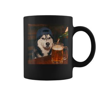 Siberian Husky Drinking Beer Fathers Day Dog Meme Coffee Mug - Thegiftio UK