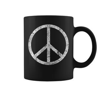 Signe De Paix Rétrointage Blanc Tasse - Cadeauxyz