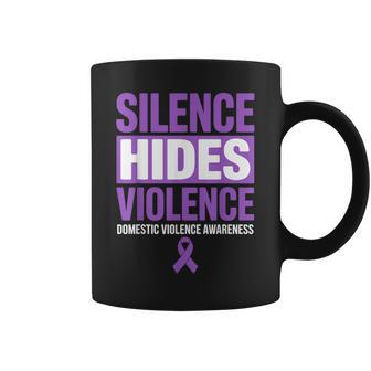 Silence Hides Violence Domestic Violence Awareness Dv Ribbon Coffee Mug - Monsterry