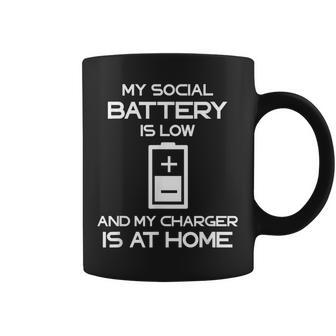 Social Battery Low Charger Shy Sarcastic Antisocial Coffee Mug - Thegiftio