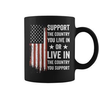 Support The Country You Live In American Flag Usa On Back Coffee Mug - Monsterry