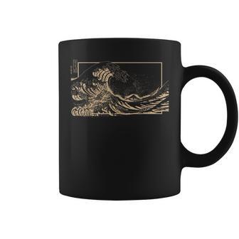 Tan Great Wave Off Kanagawa Tan Color Graphic Coffee Mug - Monsterry