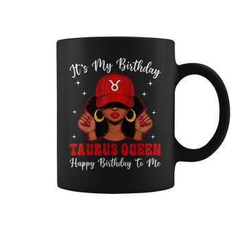 Taurus Queen Afro Red Cap Black Girl Birthday Coffee Mug - Thegiftio