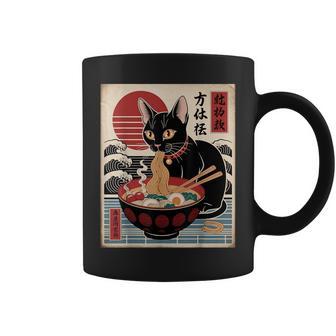 Tazón De Ramen De Gato Japonés Con Olas Anime Taza de café - Regaloses