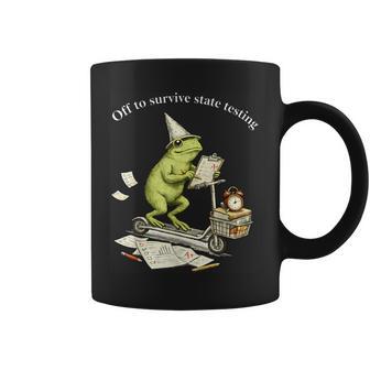 Teacher Frog Scooter Off To Survive State Testing Test Day Coffee Mug - Thegiftio UK