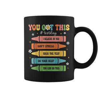 You Got This Test Day Teacher Crayons Flower Rock The Test Coffee Mug - Thegiftio UK