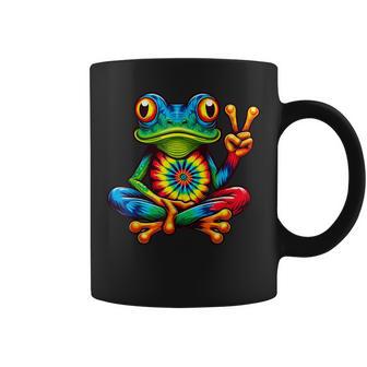Tie-Dye Frog Peace Sign For Kids Coffee Mug - Monsterry
