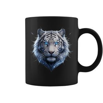 Tigre Blanco Ojos Azules Cuello Taza de café - Regaloses