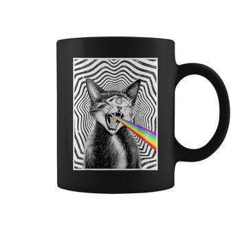 Trippy Cat Spiral Hypnotic Rainbow Black White Vortex Retro Coffee Mug - Thegiftio UK