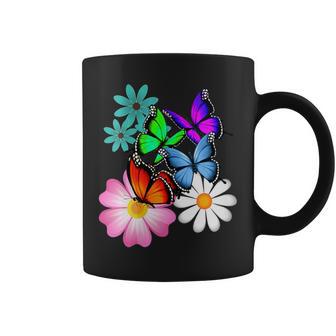 Un Cadeau De Collage De Fleurs Et De Papillons Tasse - Cadeauxyz
