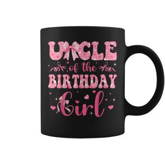Uncle Of The Birthday Girl Matching Pink Coquette Bow Coffee Mug - Thegiftio UK