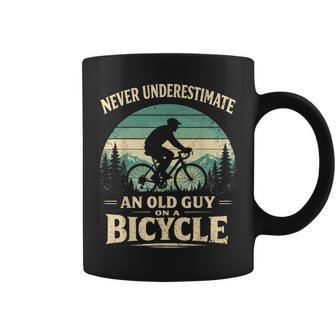 Never Underestimate An Old Guy On A BicycleCycling Bike Men Coffee Mug - Thegiftio UK