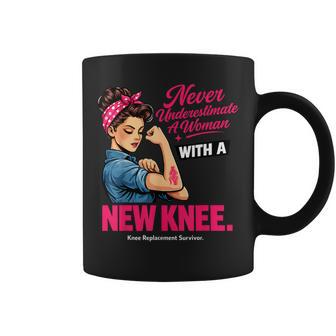 Never Underestimate A Woman With A New Knee Survivor Coffee Mug - Thegiftio UK