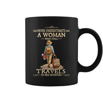 Underestimate A Woman Who Still Travels In Her Seventies Coffee Mug - Thegiftio UK