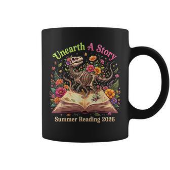 Unearth A Story Summer Library Reading 2026 Dino Floral Book Coffee Mug - Thegiftio