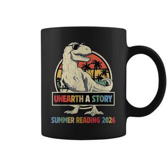 Unearth A Story Summer Reading 2026 Dinosaur Lover Vintage Coffee Mug - Monsterry