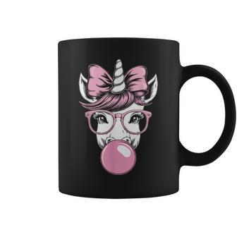 Unicorn Wearing Glasses And Blowing Pink Bubble Gum Coffee Mug - Thegiftio UK