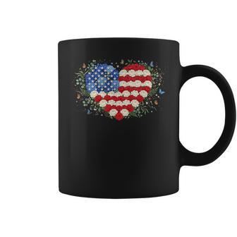 Usa Floral American Flag Flower 4Th Of July Coffee Mug - Thegiftio UK