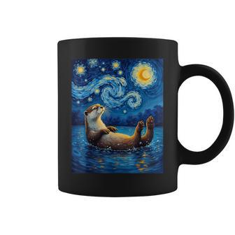 Van Gogh's Starry Night River Otter Water Weasel Animal Coffee Mug - Thegiftio UK