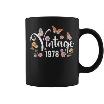 Vintage 1978 Mariposa Flor Lindo Feliz 46 Cumpleaños Es Taza de café - Regaloses