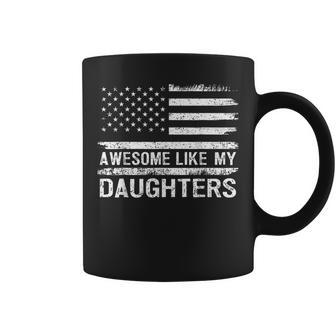 Vintage Awesome Like My Daughters Us Flag Fathers Day Coffee Mug - Monsterry