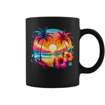 Vintage Hibiscus Flower Beach Summer Aloha Hawaiian Vacation Coffee Mug - Thegiftio