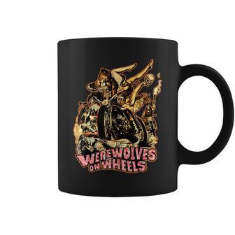 Vintage Horror Hombre Loboobre Ruedas Biker Taza de café - Regaloses
