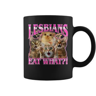 Vintage Lesbians Eat What Offensive Cat 90S Graphic Coffee Mug - Thegiftio UK