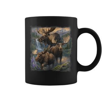 Vintage Moose 90S Graphic Style Retro Wildlife Nature Coffee Mug | Seseable UK