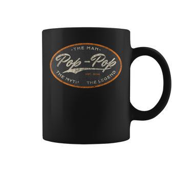 Vintage Pop Pop New Grandpa Est 2024 Man Myth Legend Coffee Mug - Thegiftio