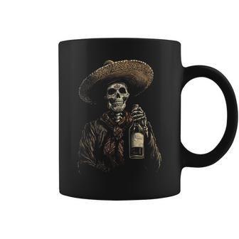 Vintage Skeleton Tequila Mexico Dia De Los Muertos Mexican Coffee Mug - Monsterry