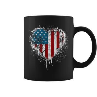 Vintage Usa Heart 4Th Of July Patriotic American Flag Coffee Mug - Thegiftio UK